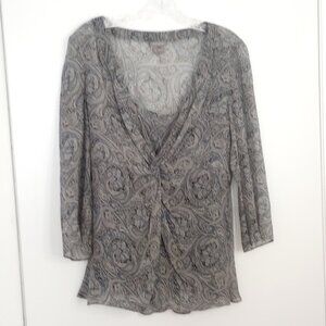 Ann Taylor Sheer Paisley Silk Top with Cami